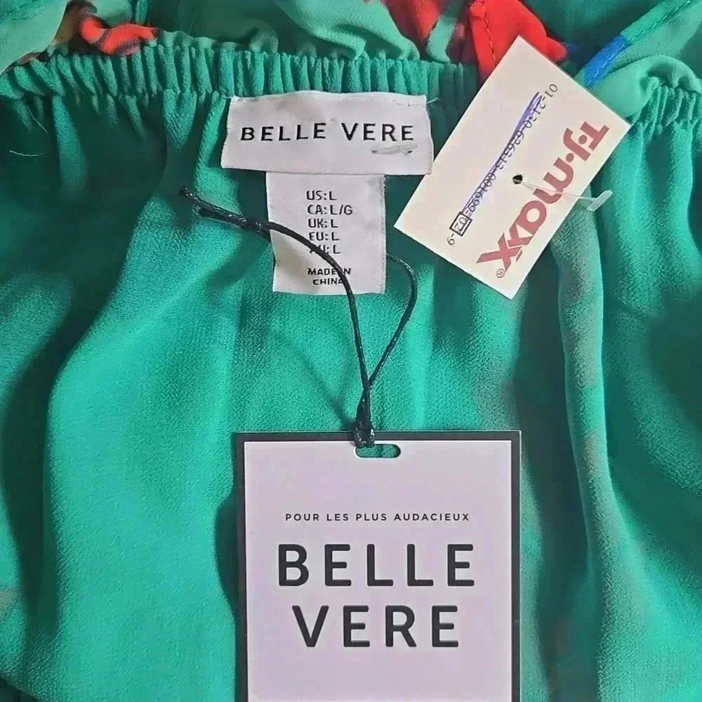 Anthropologie Belle Vere maxi green flower full dress - Picture 10 of 11